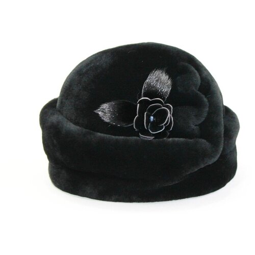 фото Шляпа шлем зимняя, шерсть, подкладка, размер 56 - 57, черный мария