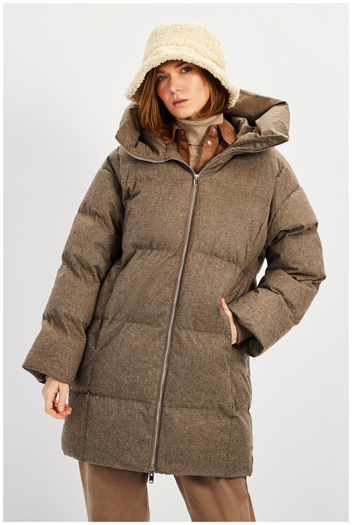 куртка  Baon, демисезон/зима, удлиненная, силуэт прямой, подкладка, ветрозащитная, манжеты, капюшон, карманы, водонепроницаемая, вентиляция, утепленная, мембранная, размер 52, серый