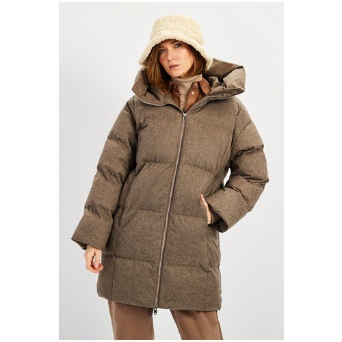 Куртка  Baon, демисезон/зима, удлиненная, силуэт прямой, подкладка, ветрозащитная, манжеты, капюшон, карманы, водонепроницаемая, вентиляция, утепленная, мембранная, размер 48, серый