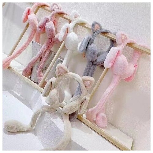 Наушники меховые с двигающимися ушками Miss Kitty микс 3 цвета бежевый серый и розовый 81900₽