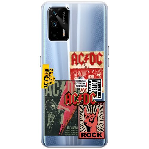 Силиконовый чехол с принтом AC/DC Stickers для Realme GT / Рилми ГТ силиконовый чехол с принтом advocado для realme gt рилми гт