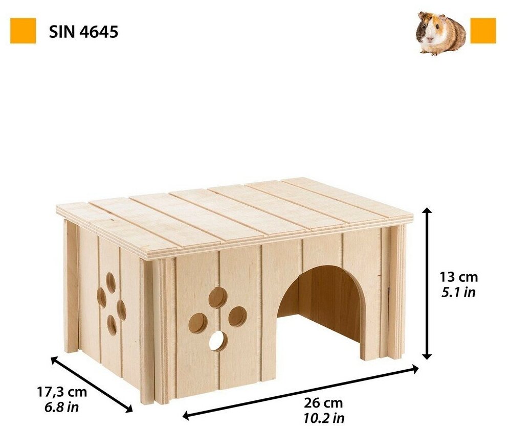 Ferplast Деревянный домик SIN 4645 для морских свинок, бежевый - фотография № 7