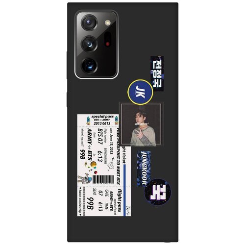 Матовый чехол BTS Stickers для Samsung Galaxy Note 20 Ultra / Самсунг Ноут 20 ультра с 3D эффектом черный дизайнерский горизонтальный чехол книжка для самсунг нот 20 ультра samsung galaxy note 20 ultra герб ссср камуфляж