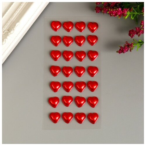 Декоративные наклейки Жемчуг красный 12 мм 28 шт 522₽