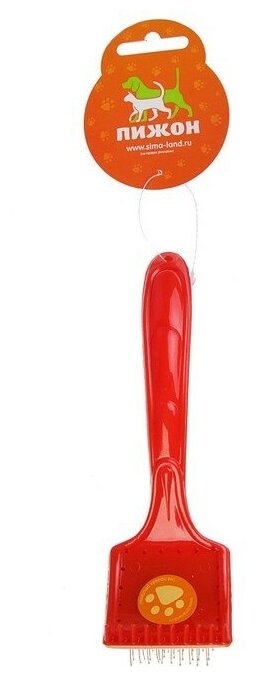 Щётка-пуходёрка малая жесткая с каплями, основание 50х50 мм, красная, - фотография № 8