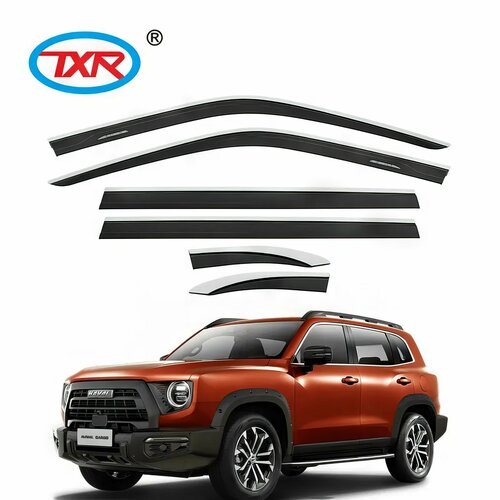 Дефлекторы окон TXR для HAVAL Dargo 2021+ Черные с хромом 6 шт