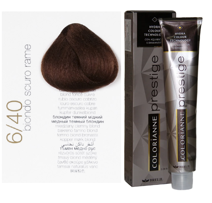 Brelil Краситель Colorianne PRESTIGE c Q10 100гр. 6/40 Тёмный медный блонд