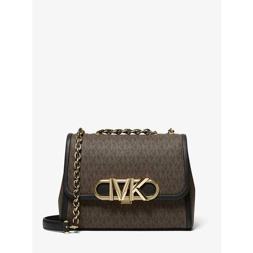 Сумка кросс боди MICHAEL KORS повседневная, натуральная кожа, текстиль, внутренний карман, регулируемый ремень, коричневый