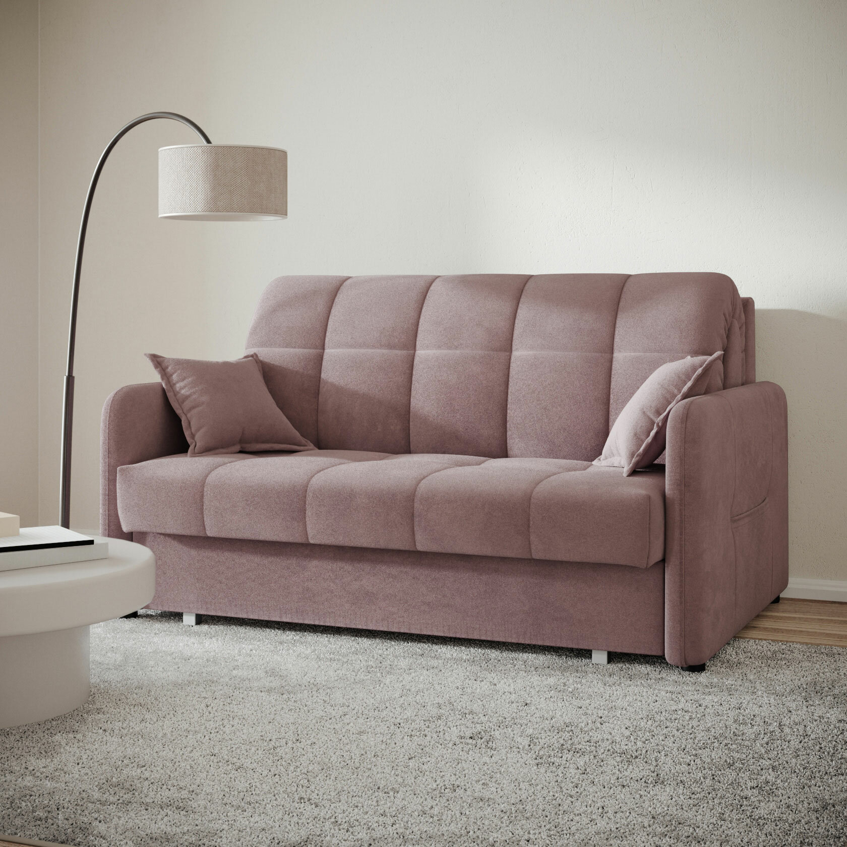 Прямой диван Первый Мебельный Гибсон Лаванда, велюр 160 см С ящиком - фотография № 8