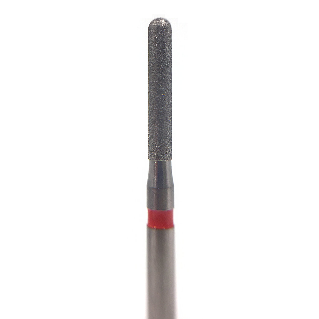 Бор алмазный 881, цилиндр закругленный, под турбинный наконечник, D 1.4 мм, L 8.0 мм, красный