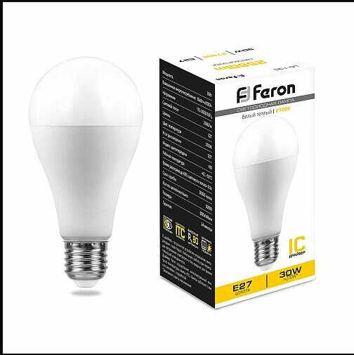 Лампа светодиодная Feron LB-130 30Вт E27 2700К теплый белый свет