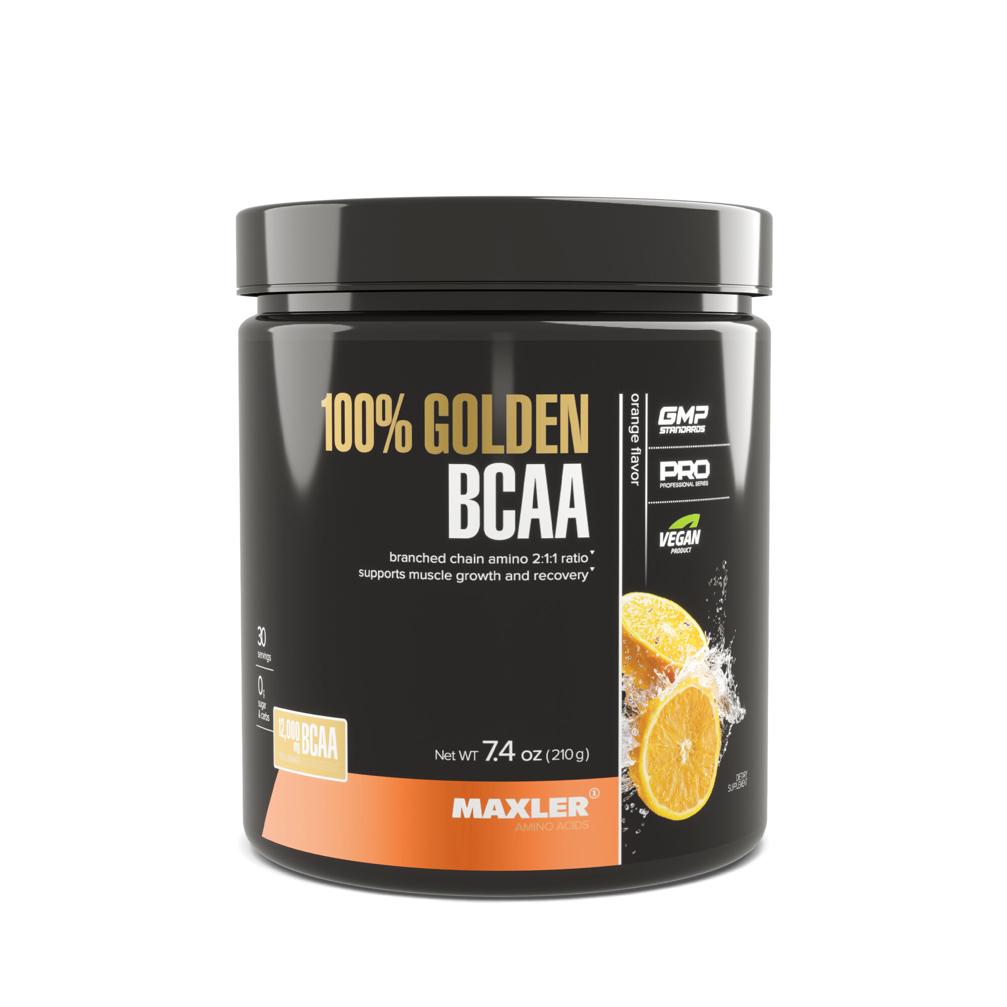 Аминокислоты Maxler 100% Golden BCAA - Апельсин, 210г - БЦАА в соотношении 2:1:1 - В форме порошка - 30 порций
