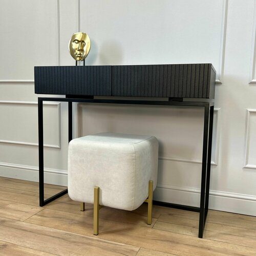 Туалетный столик консольный черный консоль в прихожую с ящиками на черных ножках Life 100х36х87 см 29450₽