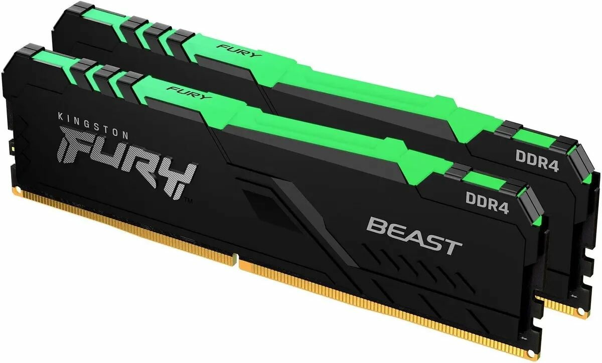 Модуль оперативной памяти Kingston FURY Beast Black RGB (KF432C16BB2AK2/16) DDR4, 3200Mhz, CL16, с радиатором