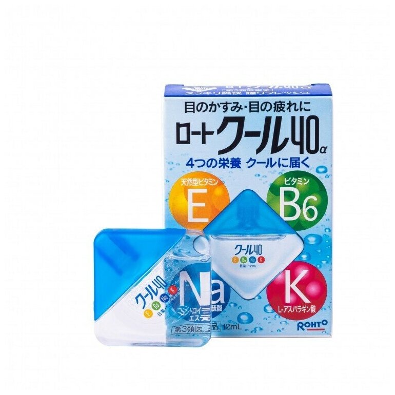 Увлажняющие Глазные Капли Rohto Vita 40 Cool Японские капли для глаз увлажняющие, 12мл