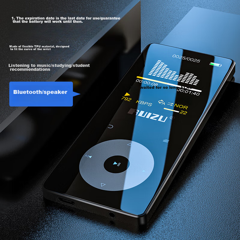 Музыкальные Плееры Xiaomi Цифровой плеер Ruizu X02 16G mp3/mp4 music player, bluetooth, mp5, black