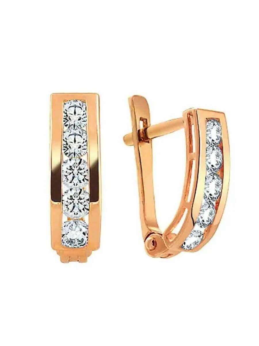 Серьги AZADE, красное золото, 585 проба, фианит, , красный