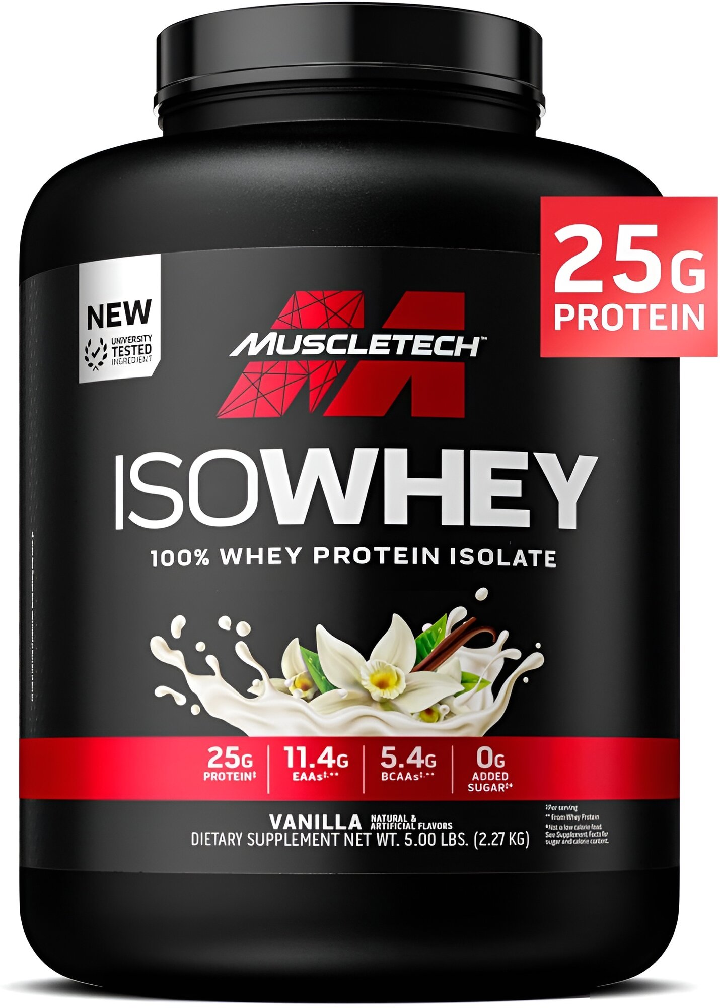 Протеин MuscleTech IsoWhey, 100% изолят сывороточного протеина, со вкусом ванили, 2,27 кг