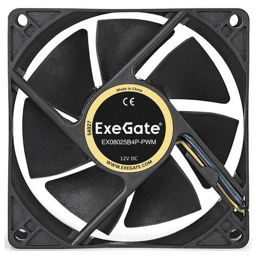 Exegate EX283378RUS Вентилятор ExeGate E08025B4P-PWM, 80x80x25 мм, двойной шарикоподшипник, 4pin, PWM, 22dBA