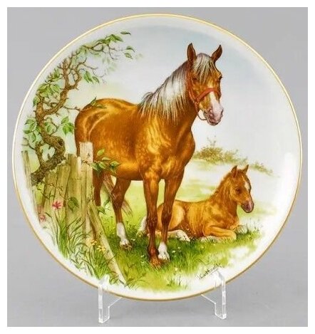 Тарелка мелкая подвесная Лошади Размер: 24 см