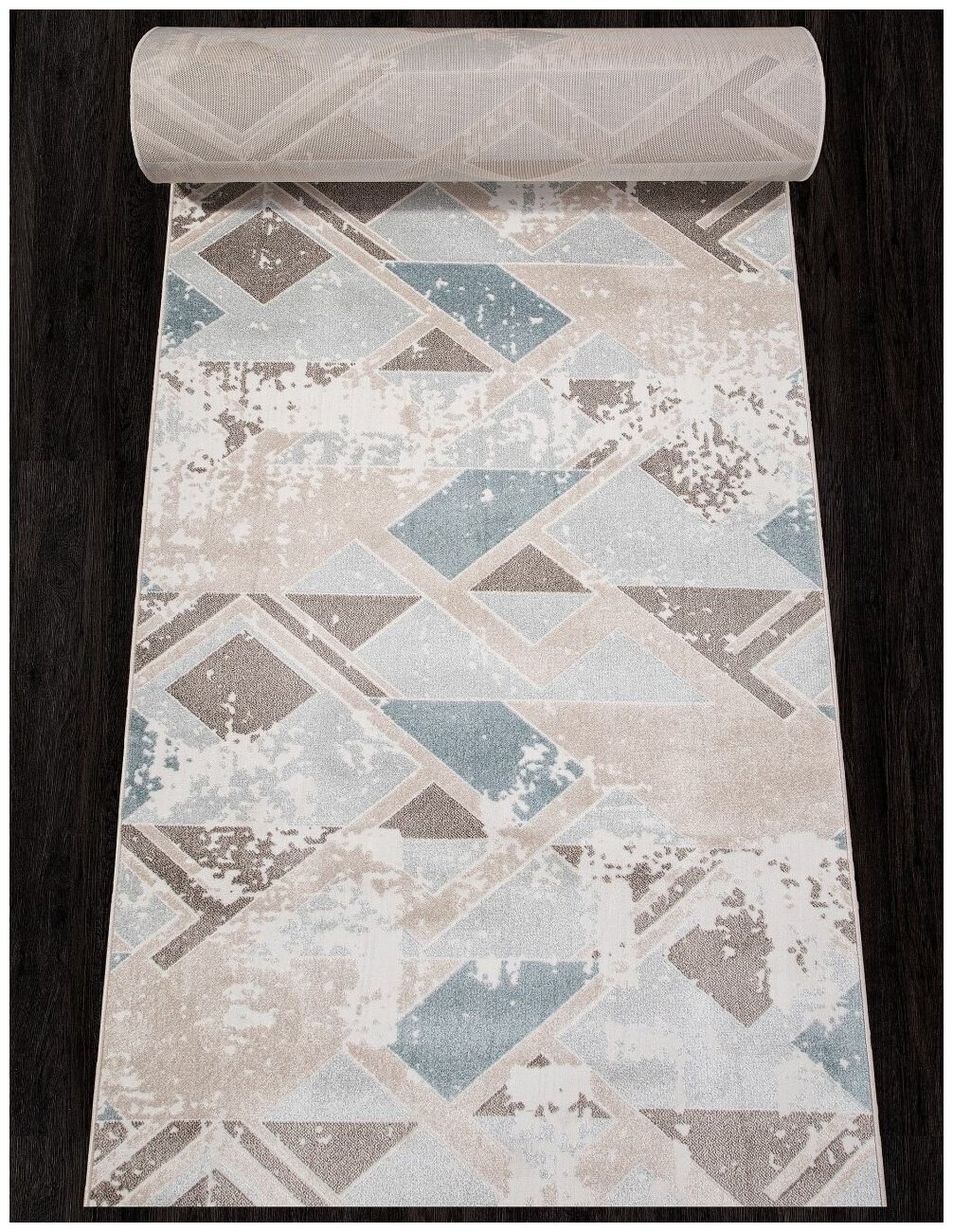 Ковровая дорожка d979 BEIGE-BLUE 100 x 150 - фотография № 1