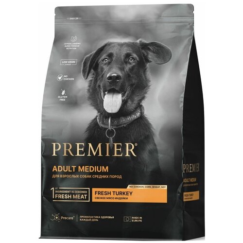 Корм сухой для собак средних пород Premier Dog Turkey ADULT Medium Свежее мясо индейки 10 кг