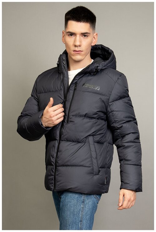 куртка NortFolk зимняя, силуэт прямой, подкладка, внутренний карман, капюшон, карманы, несъемный капюшон, манжеты, ультралегкая, быстросохнущая, утепленная, ветрозащитная, размер 68, серый