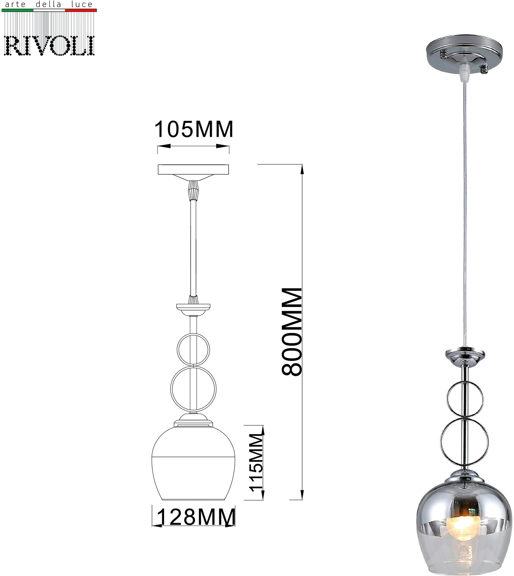 Подвесной светильник Rivoli Yasmin 9109-201 Б0053427