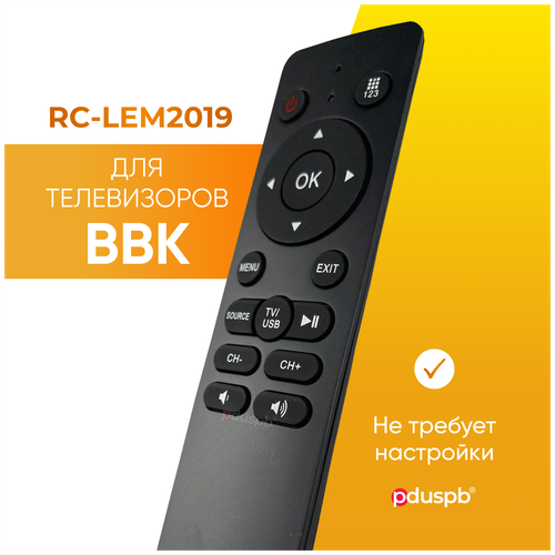 Пульт дистанционного управления (ду) для телевизора BBK RC-LEM2019 (черный) пульт для телевизора bbk lt 1504