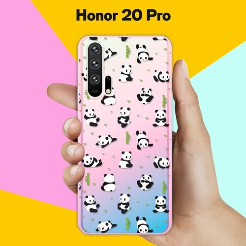 Силиконовый чехол Панды на Honor 20 Pro силиконовый чехол каллиграфия на honor 20 pro хонор 20 про с эффектом блика