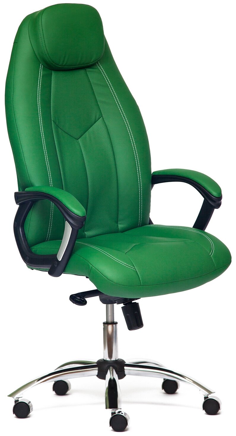 Кресло для руководителя Boss, Цвет обивки: зеленый, Цвет корпуса: серый, хром