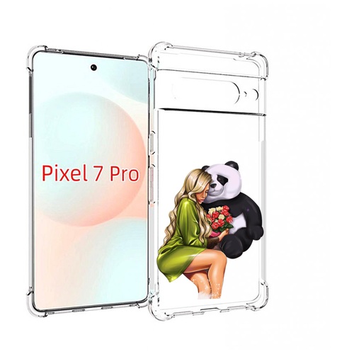 Чехол MyPads Девушка-с-пандой-с-букетом женский для Google Pixel 7 Pro задняя-панель-накладка-бампер