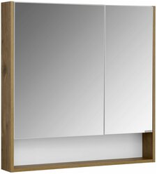 Зеркальный шкаф AQUATON Сканди 90 1A252302SDZ90 850x130x850 2 дверцы, белый глянец/дуб рустика