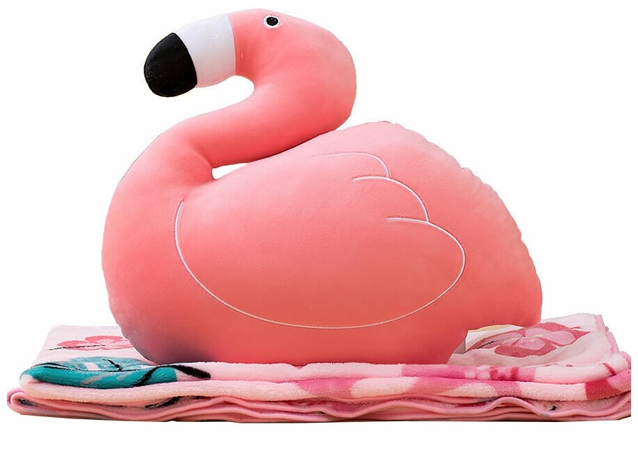 Игрушка подушка с пледом 100x150 см Funfur Flamingo