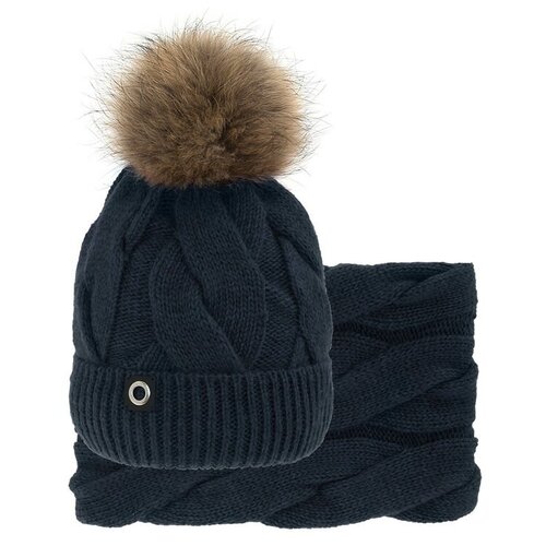 Комплект шапка и шарф для девочки Брауни Комплект шапка и шарф, цвет джинсовый, размер 54-56 mialt синего цвета