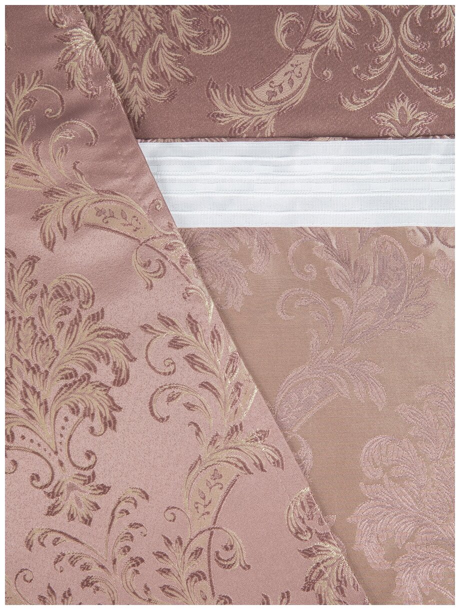 Штора ТД Текстиль жаккард ЛУИ 147, ширина 140см, высота, 260см, розовый - фотография № 7