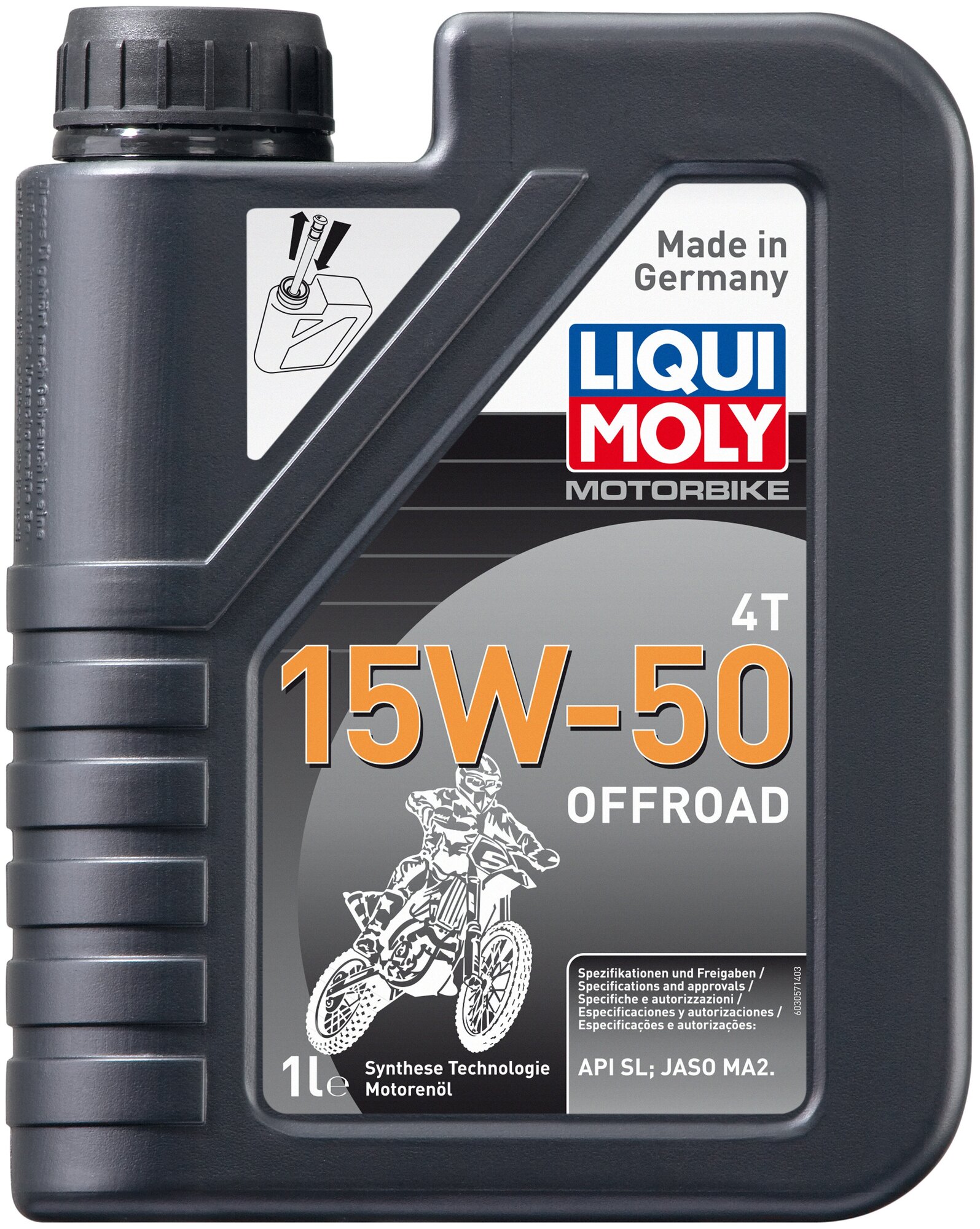 3057 LiquiMoly НС-синтетическое моторное масло для 4-такт. мотоциклов Motorbike 4T Offroad 15W-50 1л