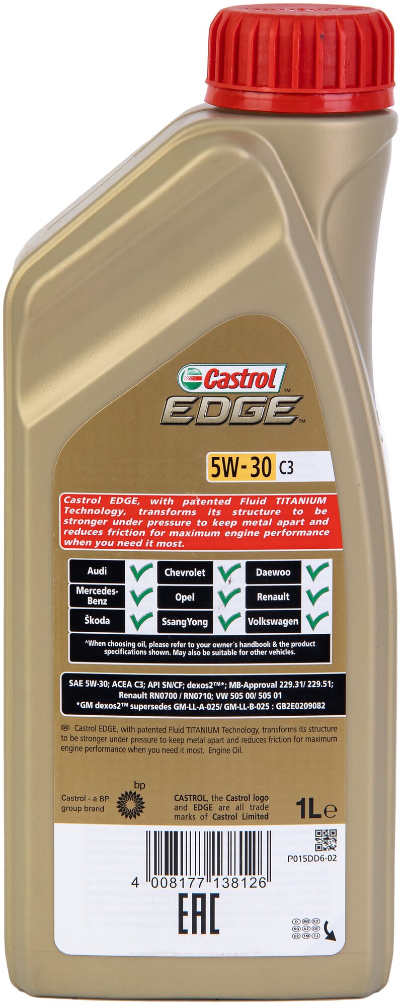 Синтетическое моторное масло Castrol Edge 5W-30 C3, 1 л, 1 шт.