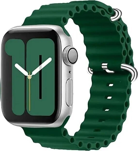 Силиконовый ремешок для Apple Watch 42mm 44mm 45mm 49mm зеленый
