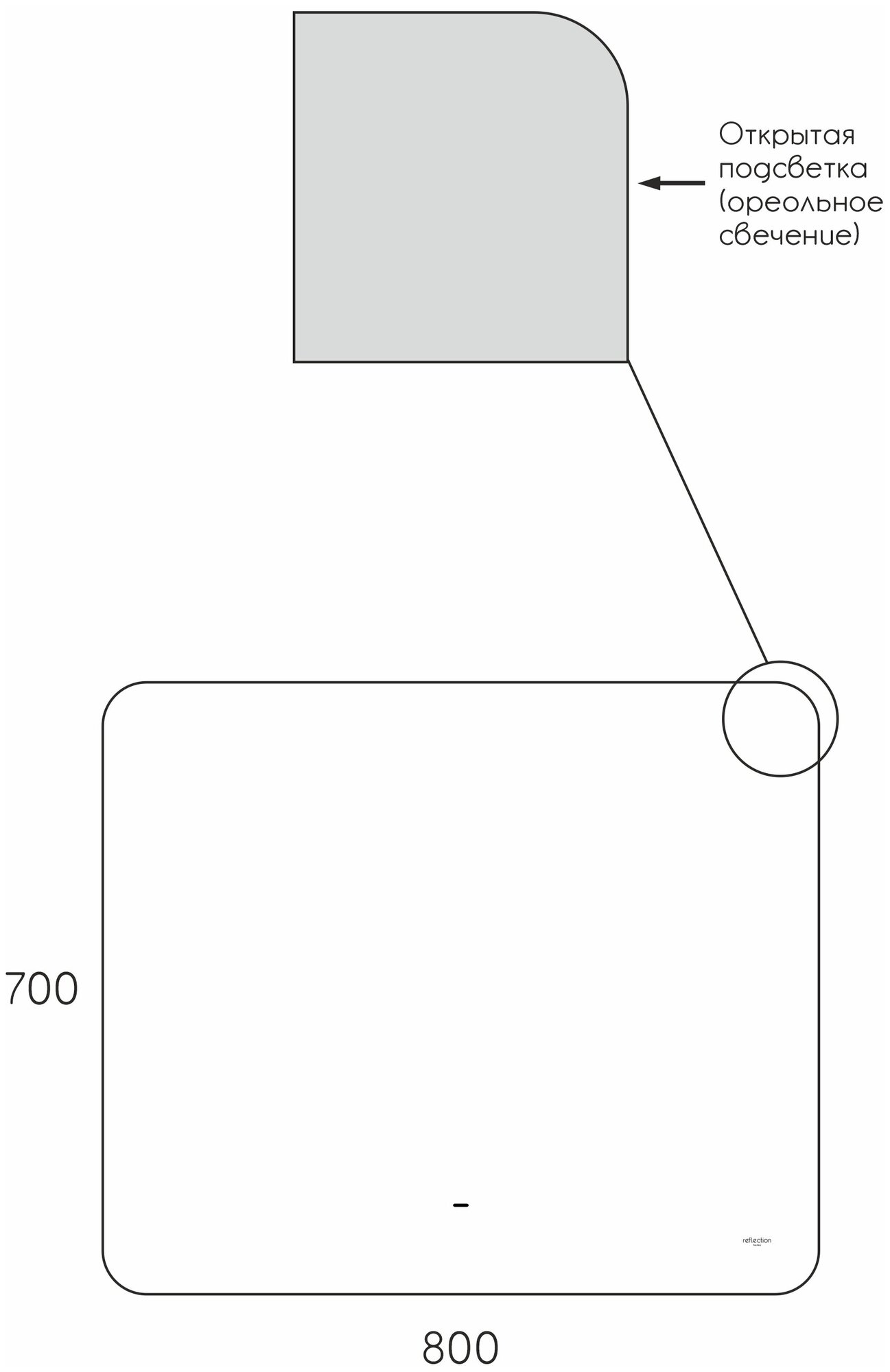 Зеркало Reflection Horizon с бесконтактным сенсором, диммером, холодная подсветка 800х700 - фотография № 7