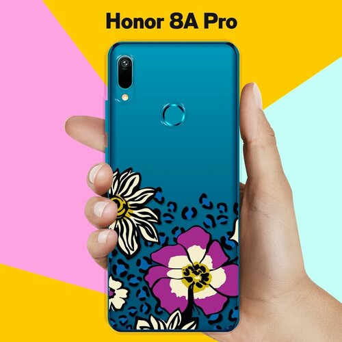 Силиконовый чехол Цветы с узором на Honor 8A Pro силиконовый чехол на honor 8a розовые цветы для хонор 8а