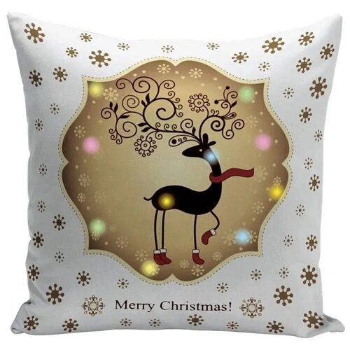 Наволочка со светодиодной подсветкой Homium Merry Christmas, цвет синий (рисунок НГ украшения)