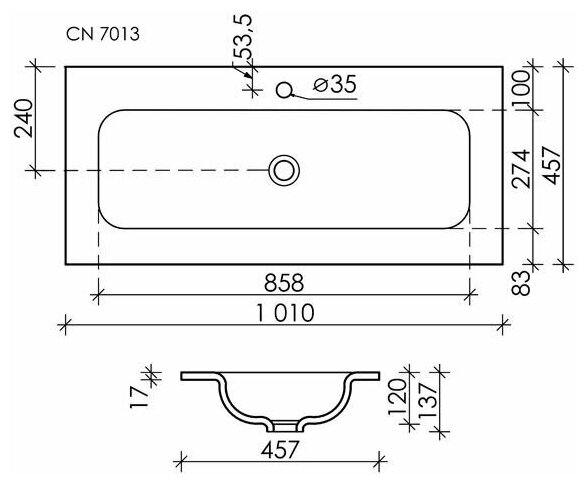 Накладная раковина Ceramica Nova Element CN7013 101см прямоугольная - фотография № 2