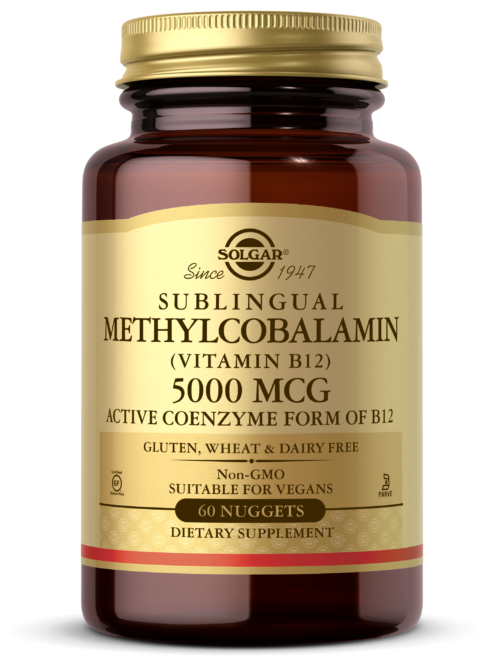 Таблетки SOLGAR Sublingual Methylcobalamin (Vitamin B12), 110 г, 5000 мкг, 60 шт.