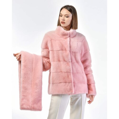 Пальто Skinnwille, норка, силуэт прямой, размер 40, розовый