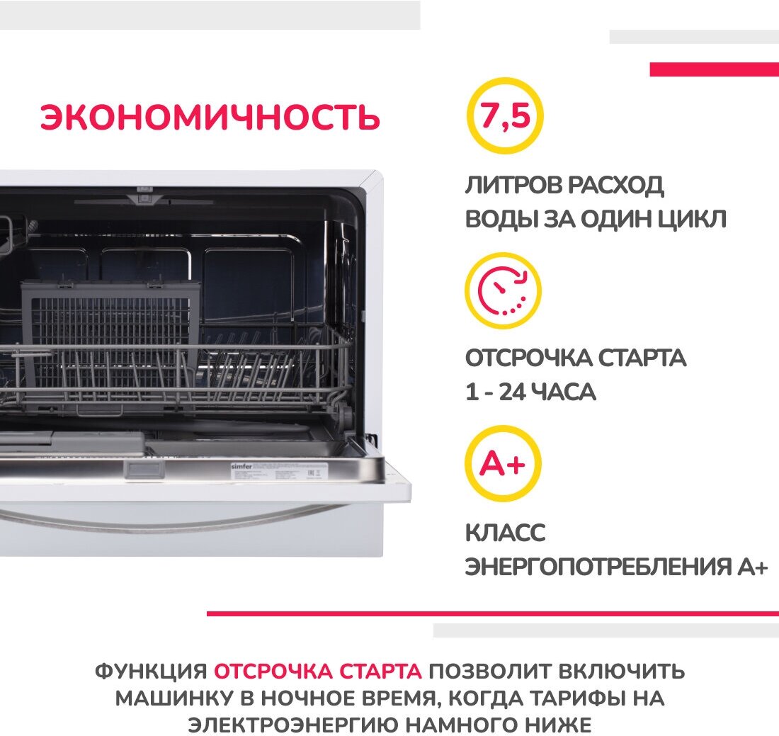Настольная посудомоечная машина Simfer DCB6501 - фотография № 2