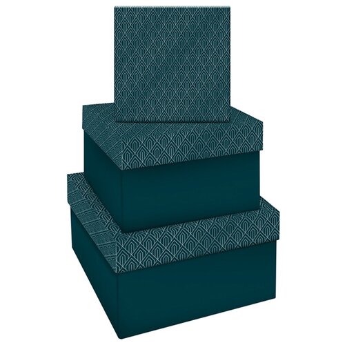 Набор квадратных коробок 3в1, MESHU "Emerald style. Base.", (19,5*19,5*11-15,5*15,5*9см) (арт. 341882)