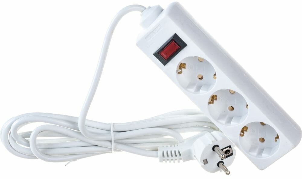 Сетевой фильтр ExeGate SP-3-3, 3 розетки, 3 м, White - фото №1