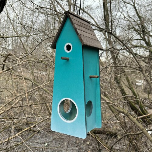 Деревянный скворечник для птиц PinePeak / Кормушка для птиц подвесная для дачи и сада, 390х140х130мм