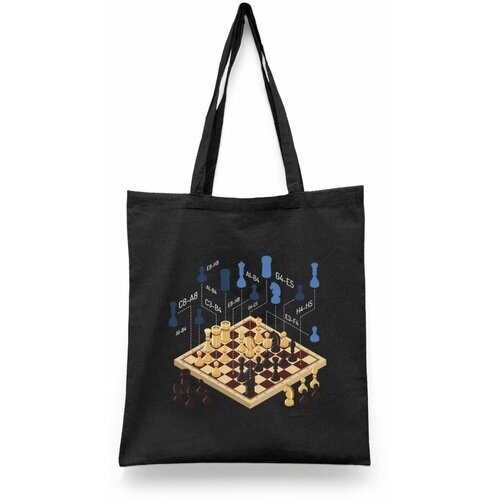 фото Сумка-шоппер унисекс каждому своё "шахматы/гарри каспаров/chess" черная